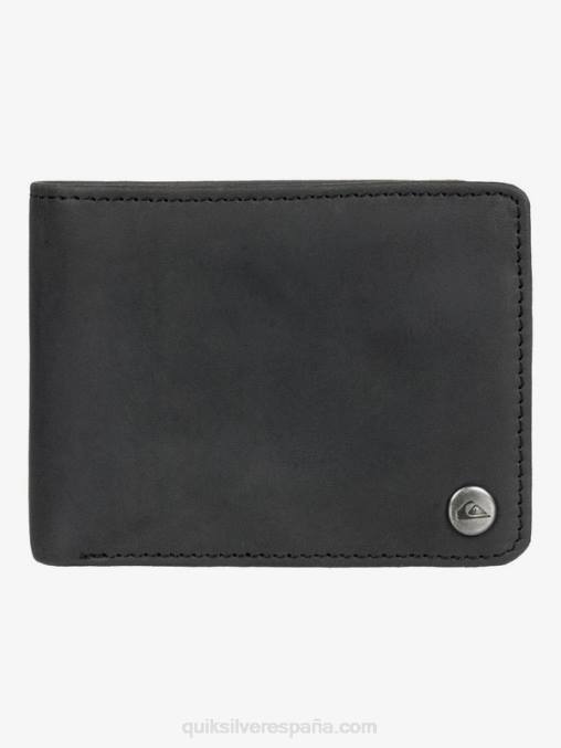 negro cartera mac de piel con tres pliegues D6T4D1221 hombres Quiksilver