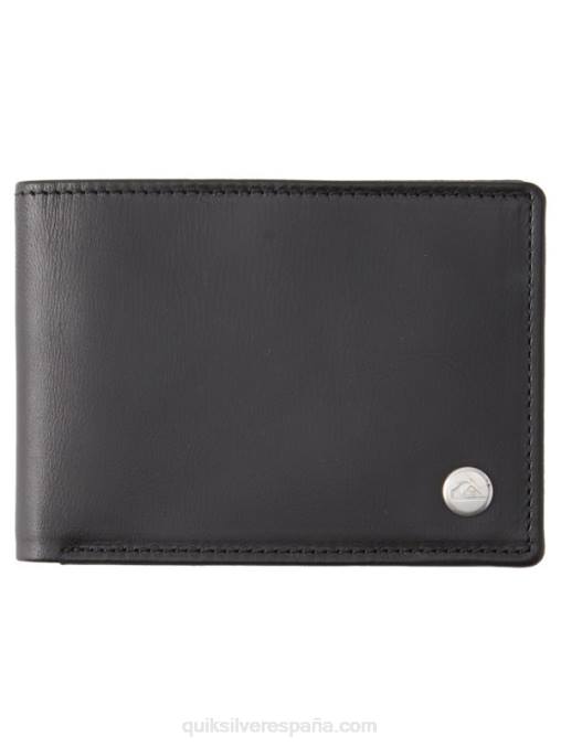 negro cartera mac de piel con tres pliegues D6T4D1221 hombres Quiksilver