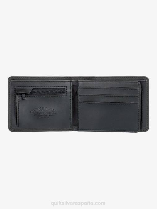 negro cartera mac de piel con tres pliegues D6T4D1221 hombres Quiksilver