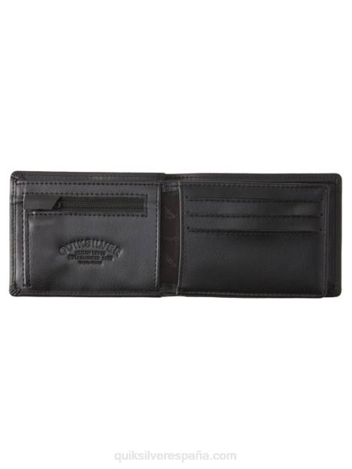 negro cartera mac de piel con tres pliegues D6T4D1221 hombres Quiksilver