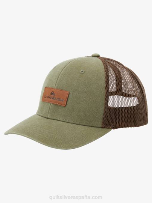 gris oliva abajo del sombrero del camionero de la escotilla D6T4D660 hombres Quiksilver