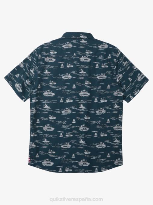 azul marino medianoche hawaii perdido en el mar camisa de manga corta D6T4D1726 hombres Quiksilver