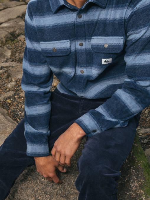 blazer azul marino con rayas de franela camisa de franela de manga larga de días de surf D6T4D1556 hombres Quiksilver