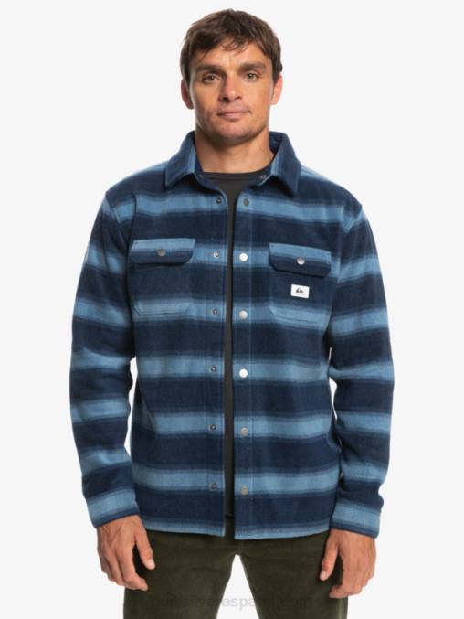 blazer azul marino con rayas de franela camisa de franela de manga larga de días de surf D6T4D1556 hombres Quiksilver