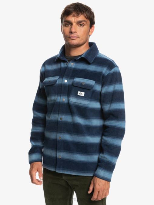 blazer azul marino con rayas de franela camisa de franela de manga larga de días de surf D6T4D1556 hombres Quiksilver