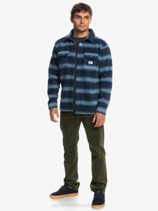 blazer azul marino con rayas de franela camisa de franela de manga larga de días de surf D6T4D1556 hombres Quiksilver