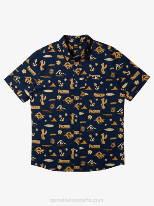 chaqueta azul marino camisa manga corta D6T4D15 hombres Quiksilver x Pacifico