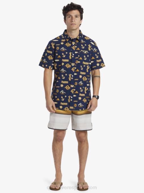 chaqueta azul marino camisa manga corta D6T4D15 hombres Quiksilver x Pacifico