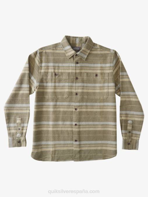 cresta horizontal oliva polvorienta camisa de manga larga de franela con cresta horizontal waterman D6T4D1122 hombres Quiksilver