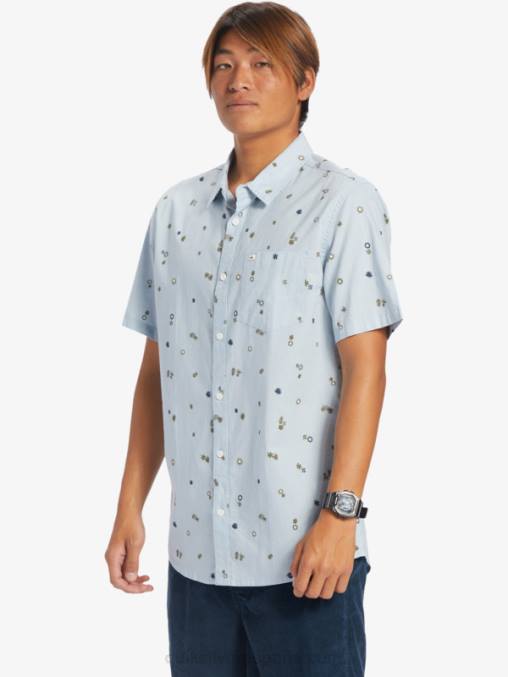 delirio pacífico azul celeste s camisa de manga corta rave pacífica D6T4D591 hombres Quiksilver