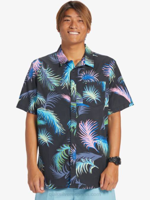 falla tropical negra camisa de manga corta con falla tropical D6T4D551 hombres Quiksilver