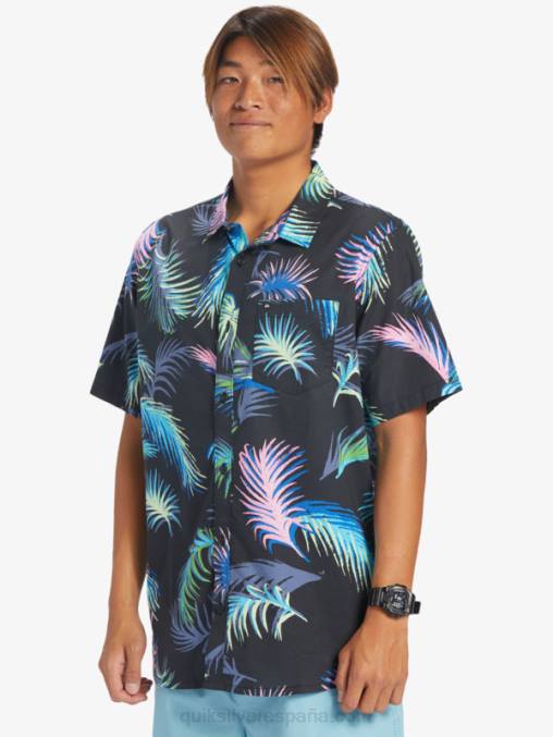 falla tropical negra camisa de manga corta con falla tropical D6T4D551 hombres Quiksilver