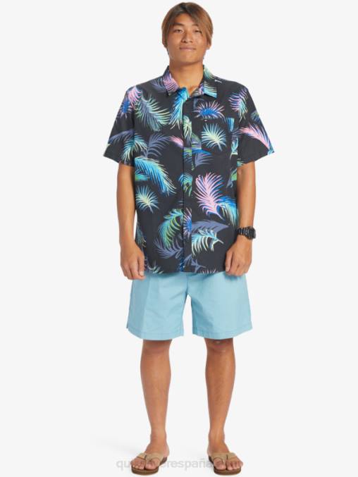 falla tropical negra camisa de manga corta con falla tropical D6T4D551 hombres Quiksilver
