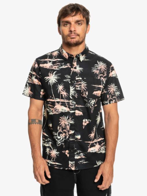 flujo de aire negro camisa de manga corta con flujo de aire D6T4D1369 hombres Quiksilver