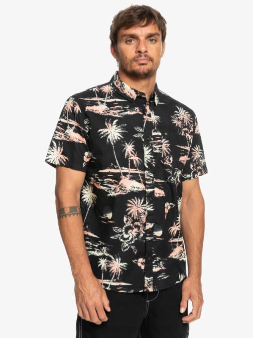 flujo de aire negro camisa de manga corta con flujo de aire D6T4D1369 hombres Quiksilver