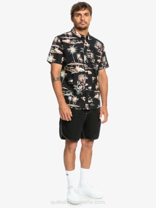 flujo de aire negro camisa de manga corta con flujo de aire D6T4D1369 hombres Quiksilver