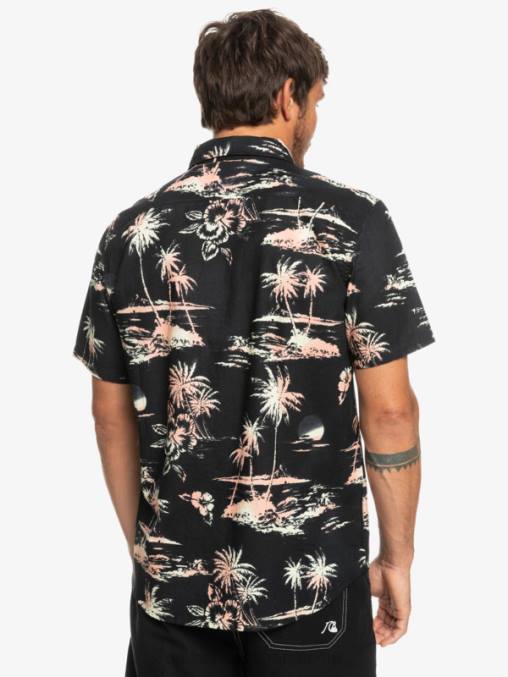flujo de aire negro camisa de manga corta con flujo de aire D6T4D1369 hombres Quiksilver