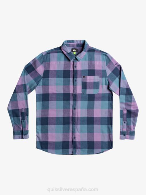 insignia azul madre mosca camisa de franela de manga larga motherfly D6T4D1572 hombres Quiksilver