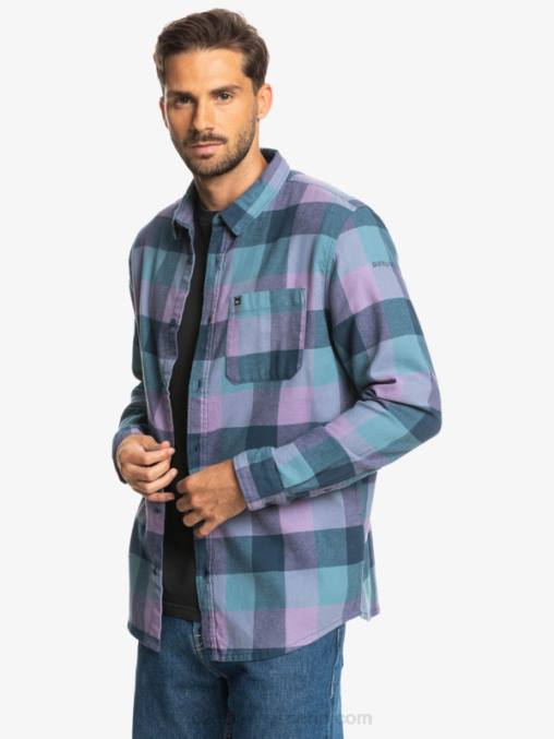 insignia azul madre mosca camisa de franela de manga larga motherfly D6T4D1572 hombres Quiksilver