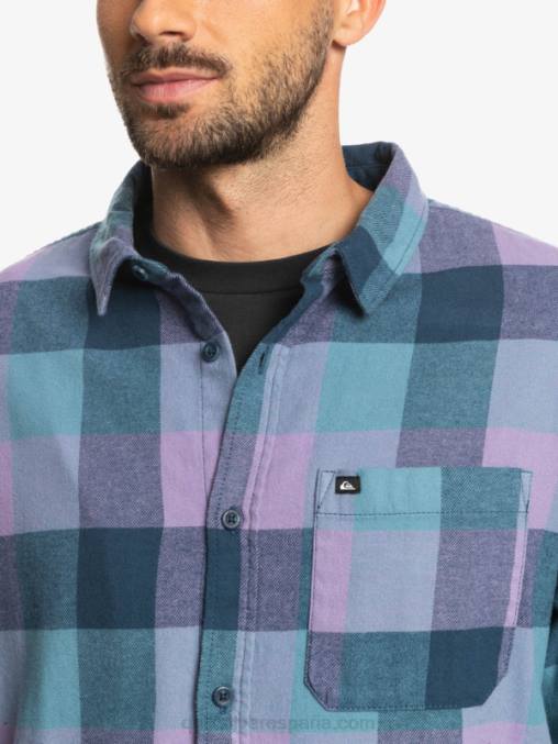 insignia azul madre mosca camisa de franela de manga larga motherfly D6T4D1572 hombres Quiksilver