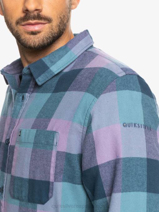 insignia azul madre mosca camisa de franela de manga larga motherfly D6T4D1572 hombres Quiksilver