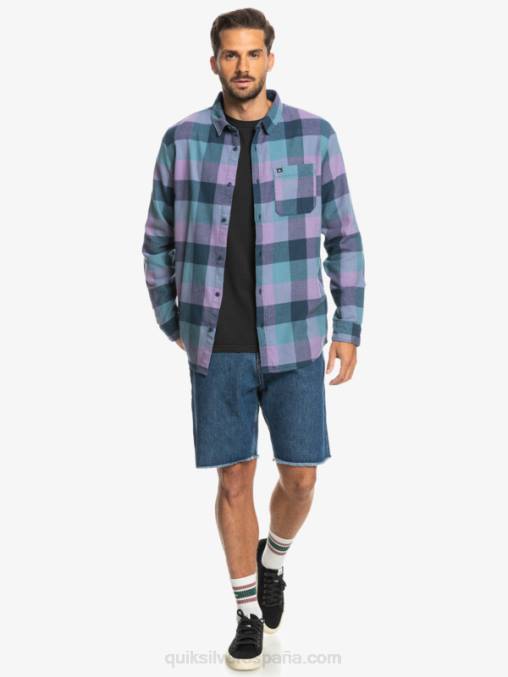 insignia azul madre mosca camisa de franela de manga larga motherfly D6T4D1572 hombres Quiksilver