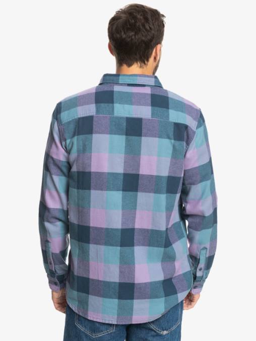 insignia azul madre mosca camisa de franela de manga larga motherfly D6T4D1572 hombres Quiksilver