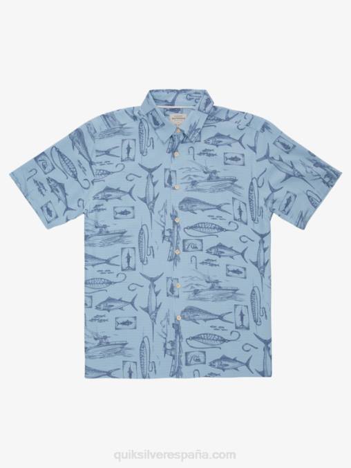 línea floja azul anochecer camisa de manga corta waterman slack line D6T4D1218 hombres Quiksilver