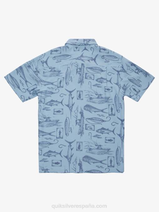 línea floja azul anochecer camisa de manga corta waterman slack line D6T4D1218 hombres Quiksilver