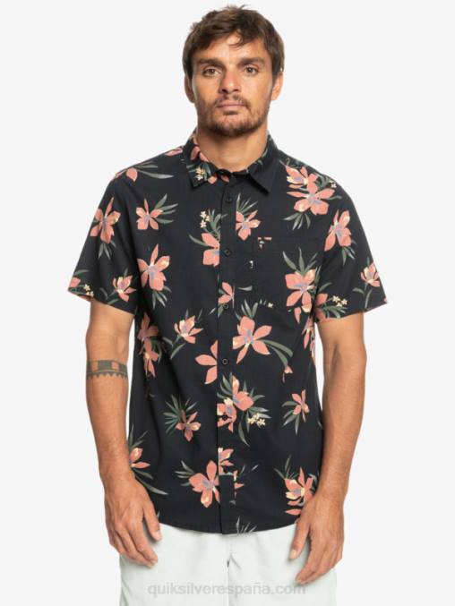negro de vacaciones camisa de manga corta de vacaciones D6T4D1087 hombres Quiksilver