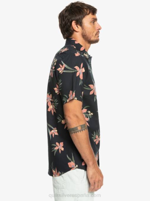 negro de vacaciones camisa de manga corta de vacaciones D6T4D1087 hombres Quiksilver