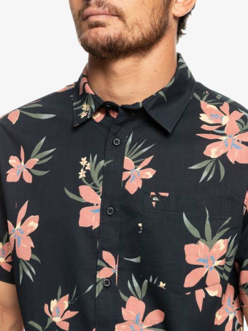 negro de vacaciones camisa de manga corta de vacaciones D6T4D1087 hombres Quiksilver