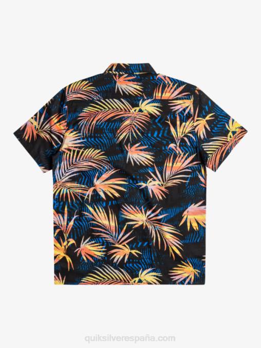 negro rasgado camisa de manga corta con rotos D6T4D1239 hombres Quiksilver