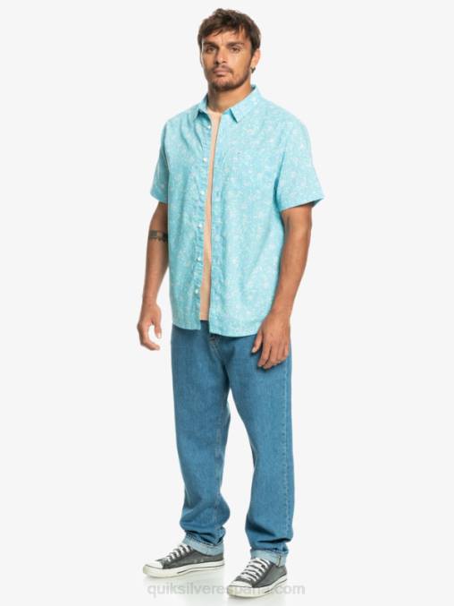 pelusa suave azul cielo camisa de manga corta con pelusa suave D6T4D1230 hombres Quiksilver