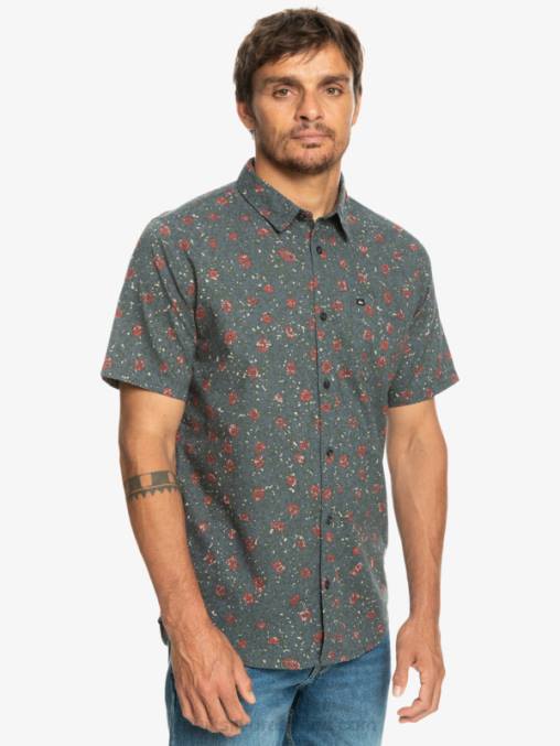pelusa suave de pizarra oscura camisa de manga corta con pelusa suave D6T4D1231 hombres Quiksilver