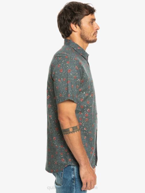 pelusa suave de pizarra oscura camisa de manga corta con pelusa suave D6T4D1231 hombres Quiksilver