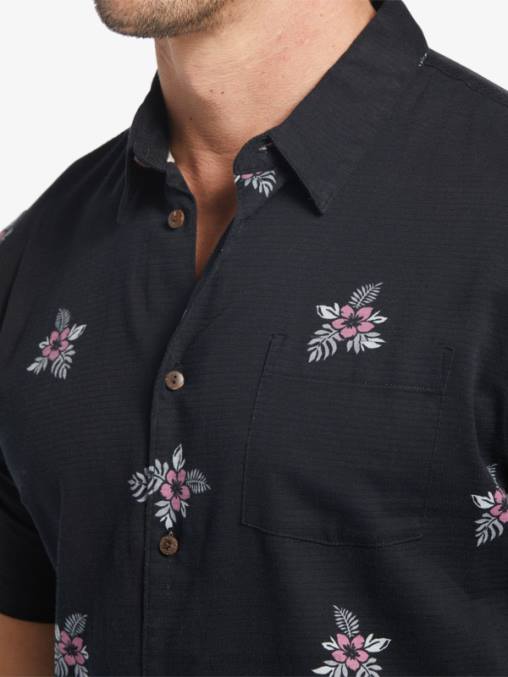 pequeños pedales negros camiseta manga corta pedales pequeños waterman D6T4D424 hombres Quiksilver