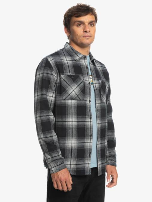 saturno negro camisa de manga larga a cuadros saturno D6T4D1692 hombres Quiksilver