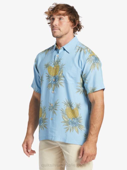 trabajo de campo azul anochecer camisa de manga corta de trabajo de campo waterman D6T4D448 hombres Quiksilver