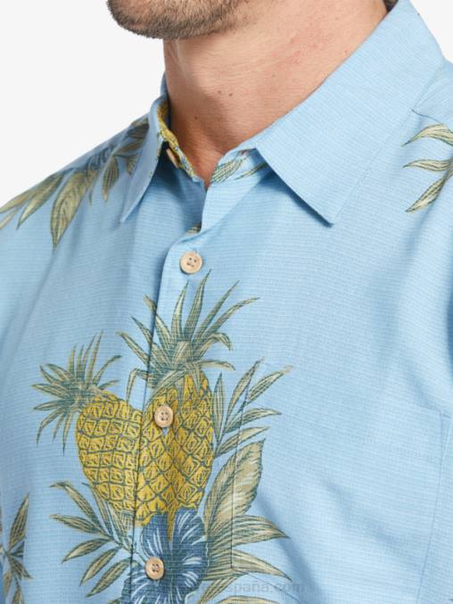 trabajo de campo azul anochecer camisa de manga corta de trabajo de campo waterman D6T4D448 hombres Quiksilver