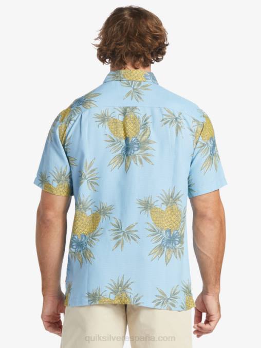 trabajo de campo azul anochecer camisa de manga corta de trabajo de campo waterman D6T4D448 hombres Quiksilver