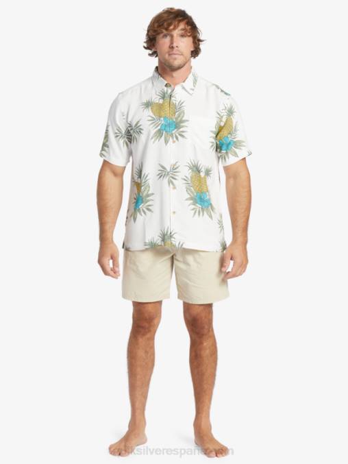 trabajo de campo blanco antiguo camisa de manga corta de trabajo de campo waterman D6T4D450 hombres Quiksilver