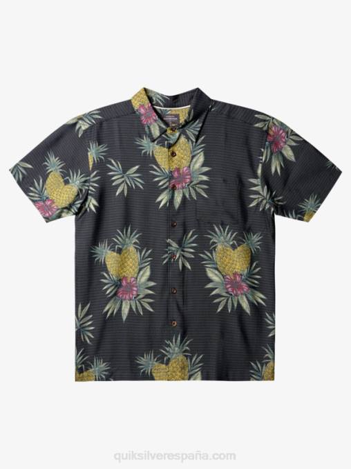 trabajo de campo negro camisa de manga corta de trabajo de campo waterman D6T4D449 hombres Quiksilver