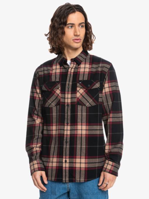 tramo de tilo negro camisa de franela elástica de manga larga de tilo D6T4D1428 hombres Quiksilver