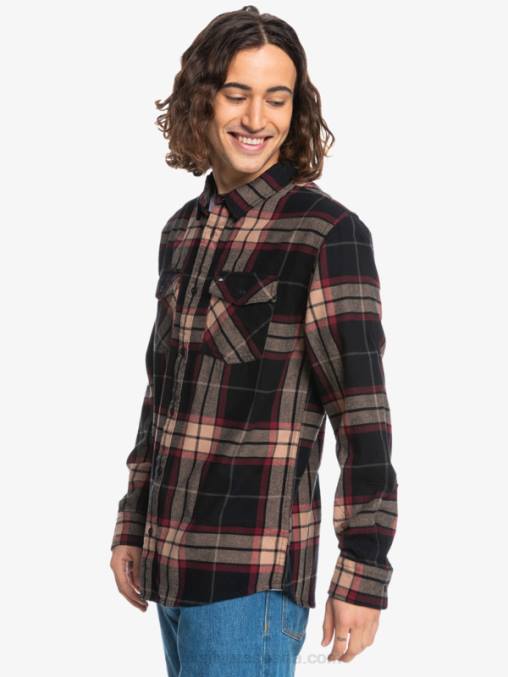 tramo de tilo negro camisa de franela elástica de manga larga de tilo D6T4D1428 hombres Quiksilver