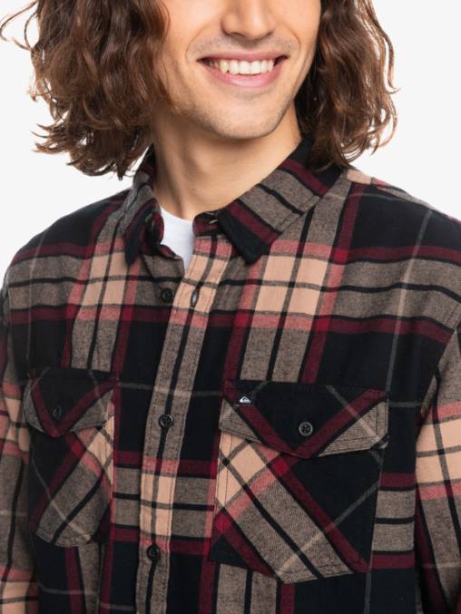 tramo de tilo negro camisa de franela elástica de manga larga de tilo D6T4D1428 hombres Quiksilver