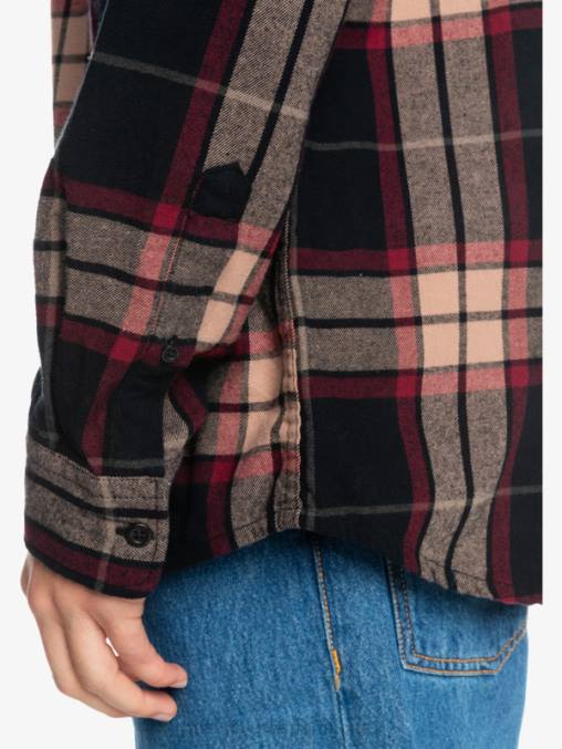 tramo de tilo negro camisa de franela elástica de manga larga de tilo D6T4D1428 hombres Quiksilver