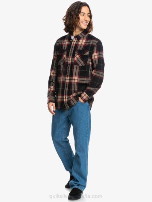 tramo de tilo negro camisa de franela elástica de manga larga de tilo D6T4D1428 hombres Quiksilver