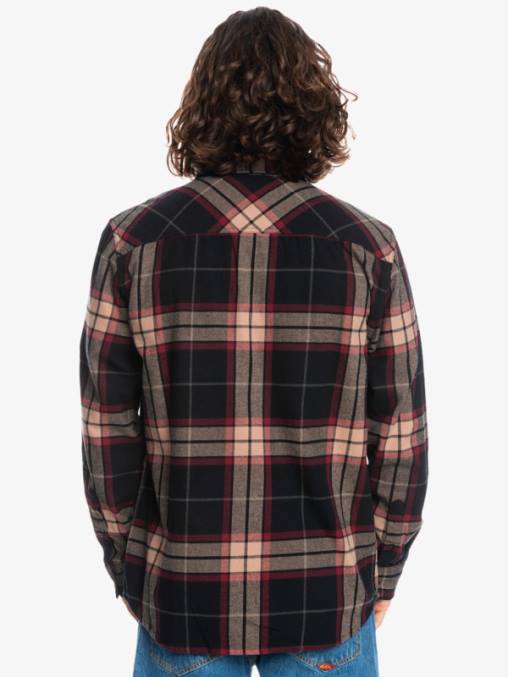 tramo de tilo negro camisa de franela elástica de manga larga de tilo D6T4D1428 hombres Quiksilver