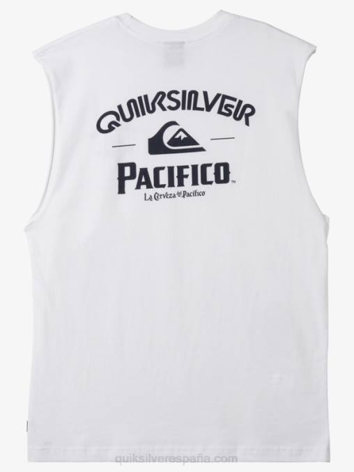 blanco tanque de tiro directo D6T4D3 hombres Quiksilver x Pacifico
